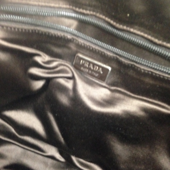 Prada Brown Canvas -Red Leather Trim Shoulder Bag - Picture 14 of 16